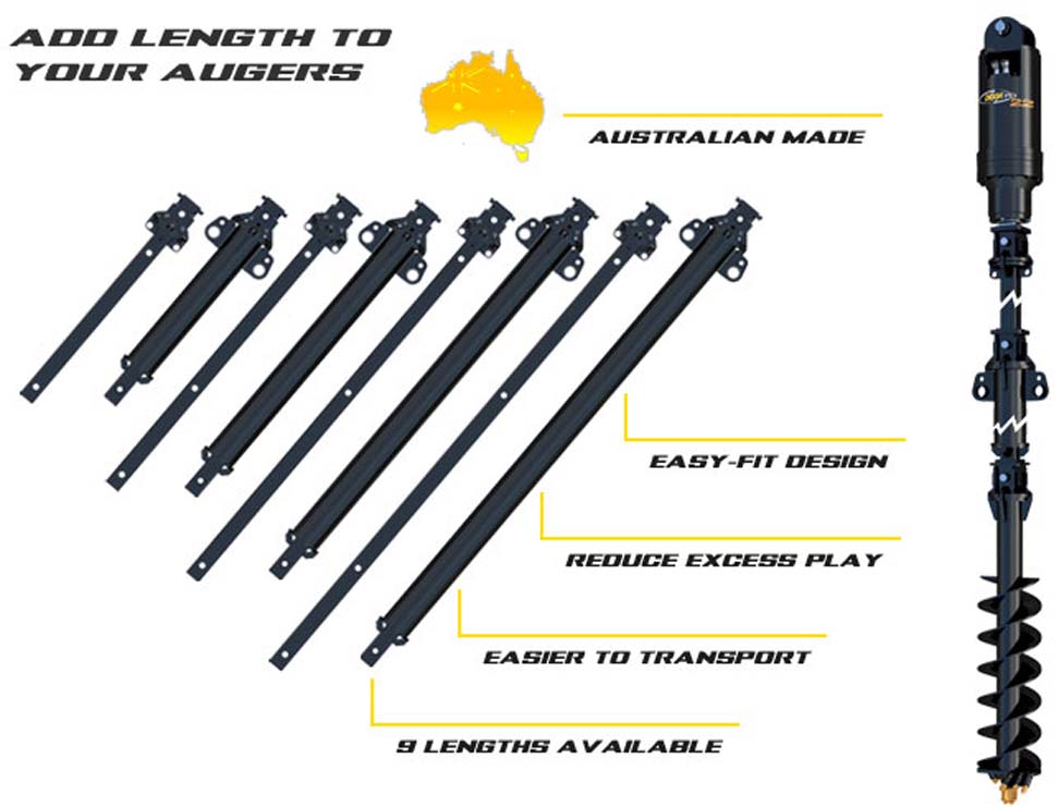 AUGER EXTENSION - 75MM SQUARE HUB - SUITS A8 / RC8 / DR8 AUGER